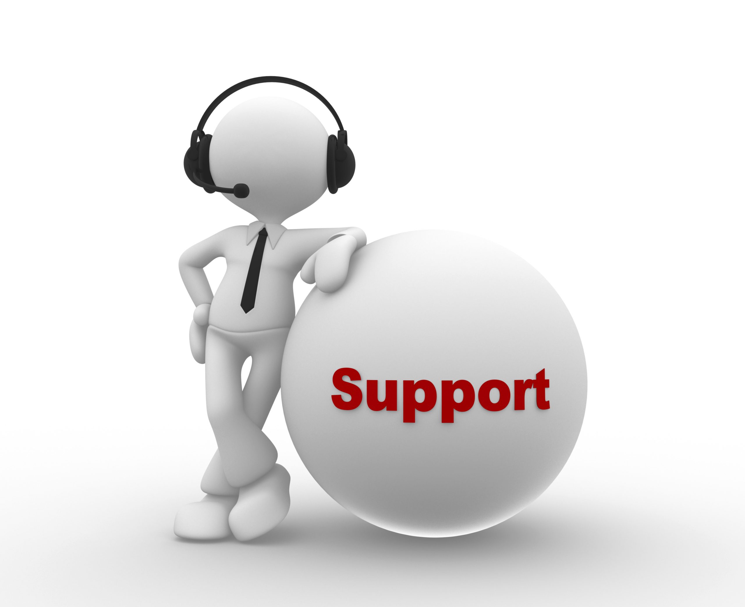 Support 3d people - man, person with headphone and word support